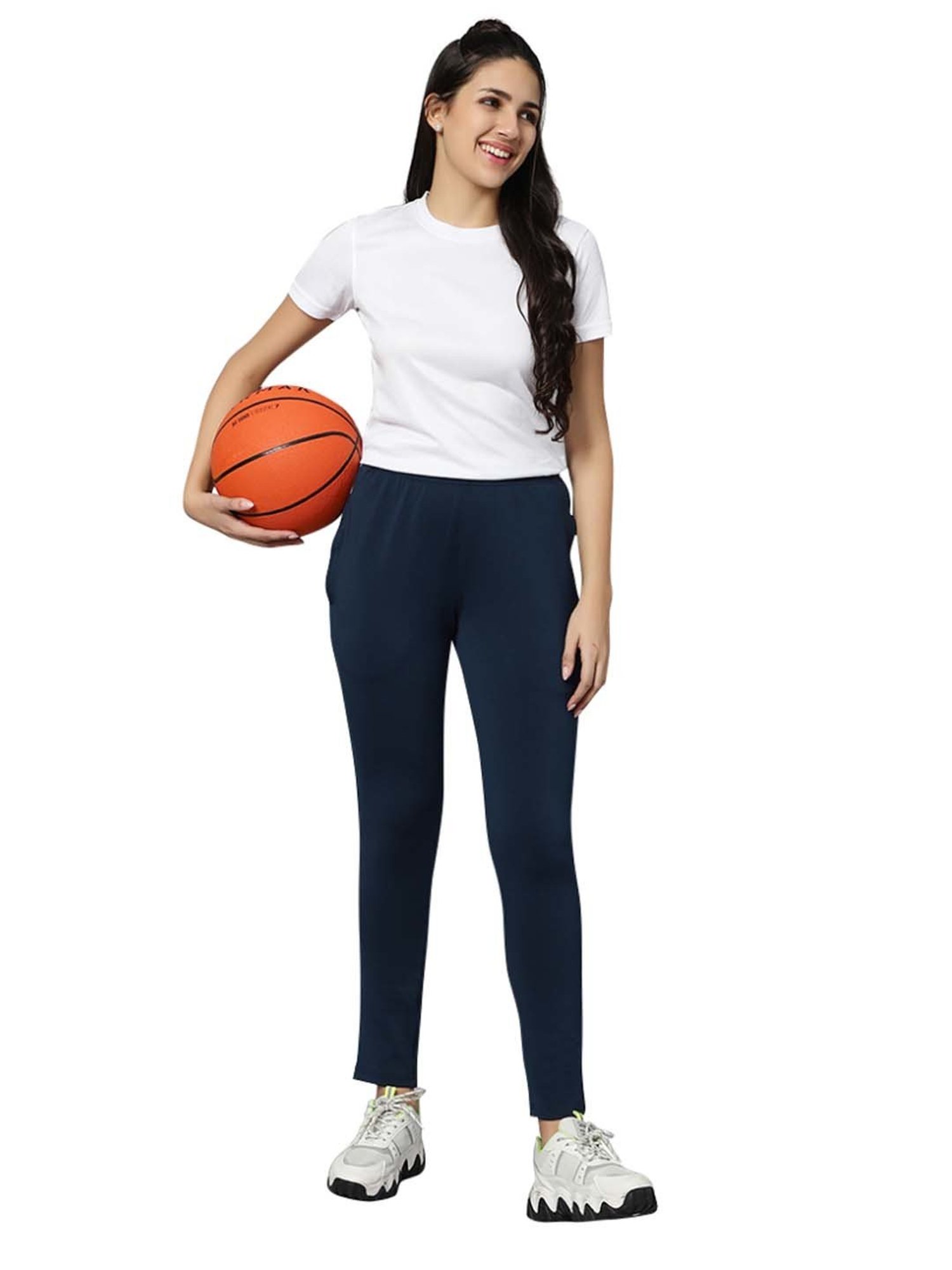 Omtex Black & Navy Mid Rise Sports Track Pants - Pack Of 2