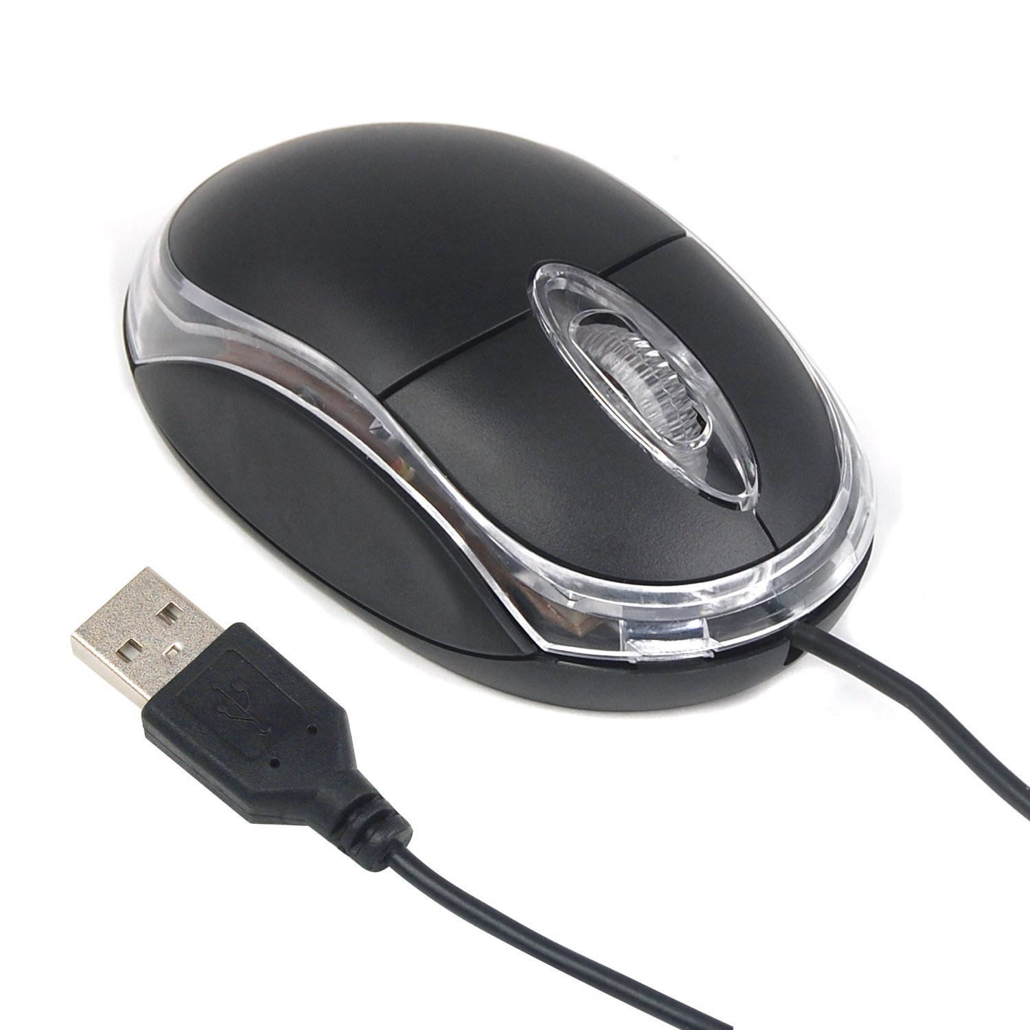 Black USB Wired Optical Light Scroll Wheel Mice Mouse for PC Laptop Computer