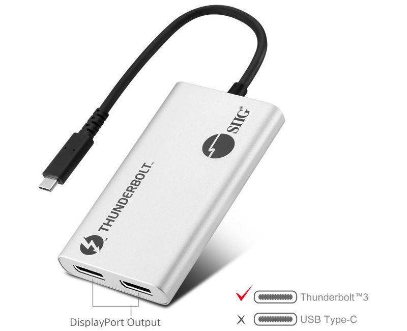 SIIG Thunderbolt 3 to Dual DP 1.2 Adapter - Thunderbolt 3 - External - Mac, PC