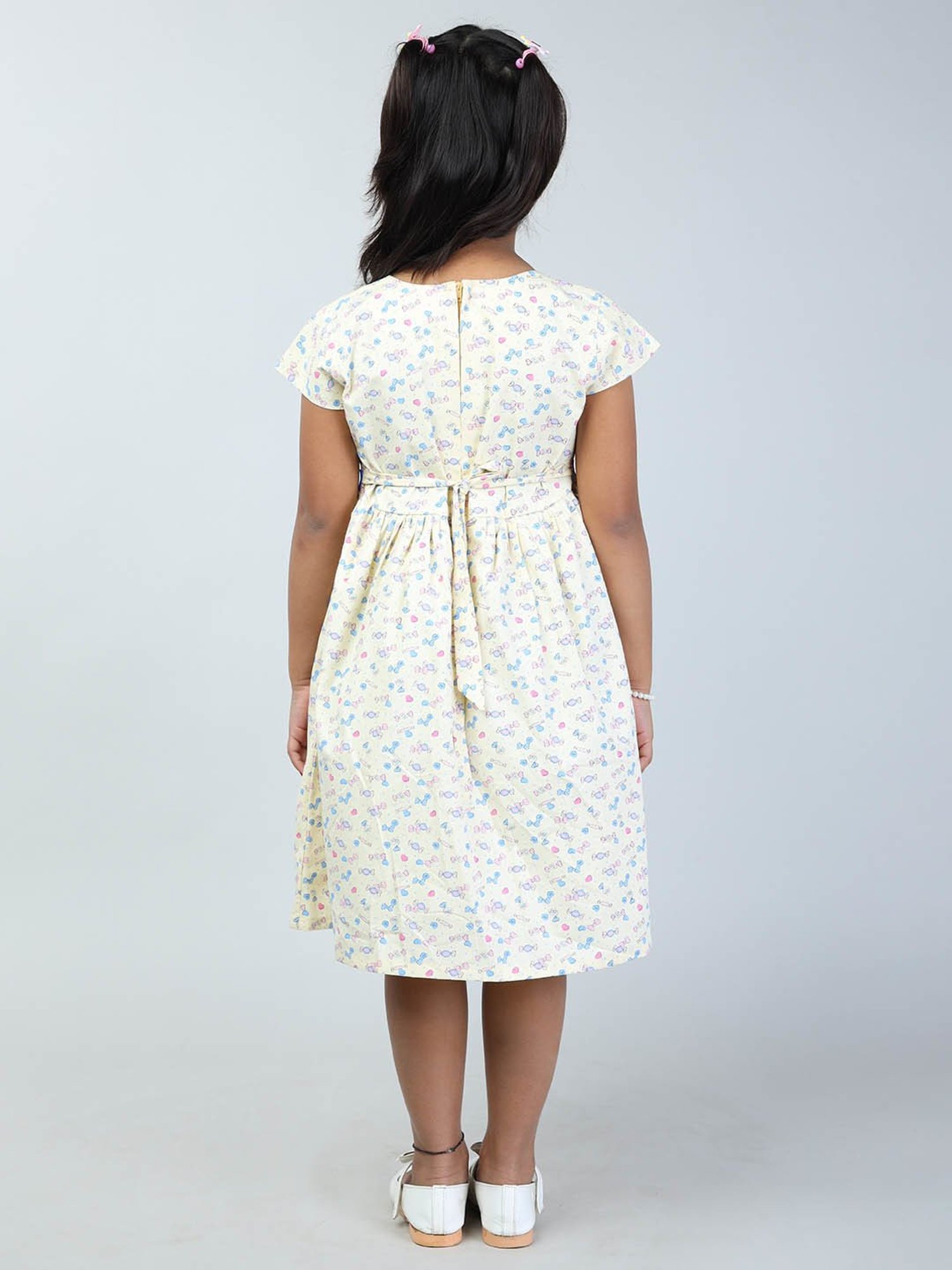 Todd N Teen Kids Light Yellow Printed Frock