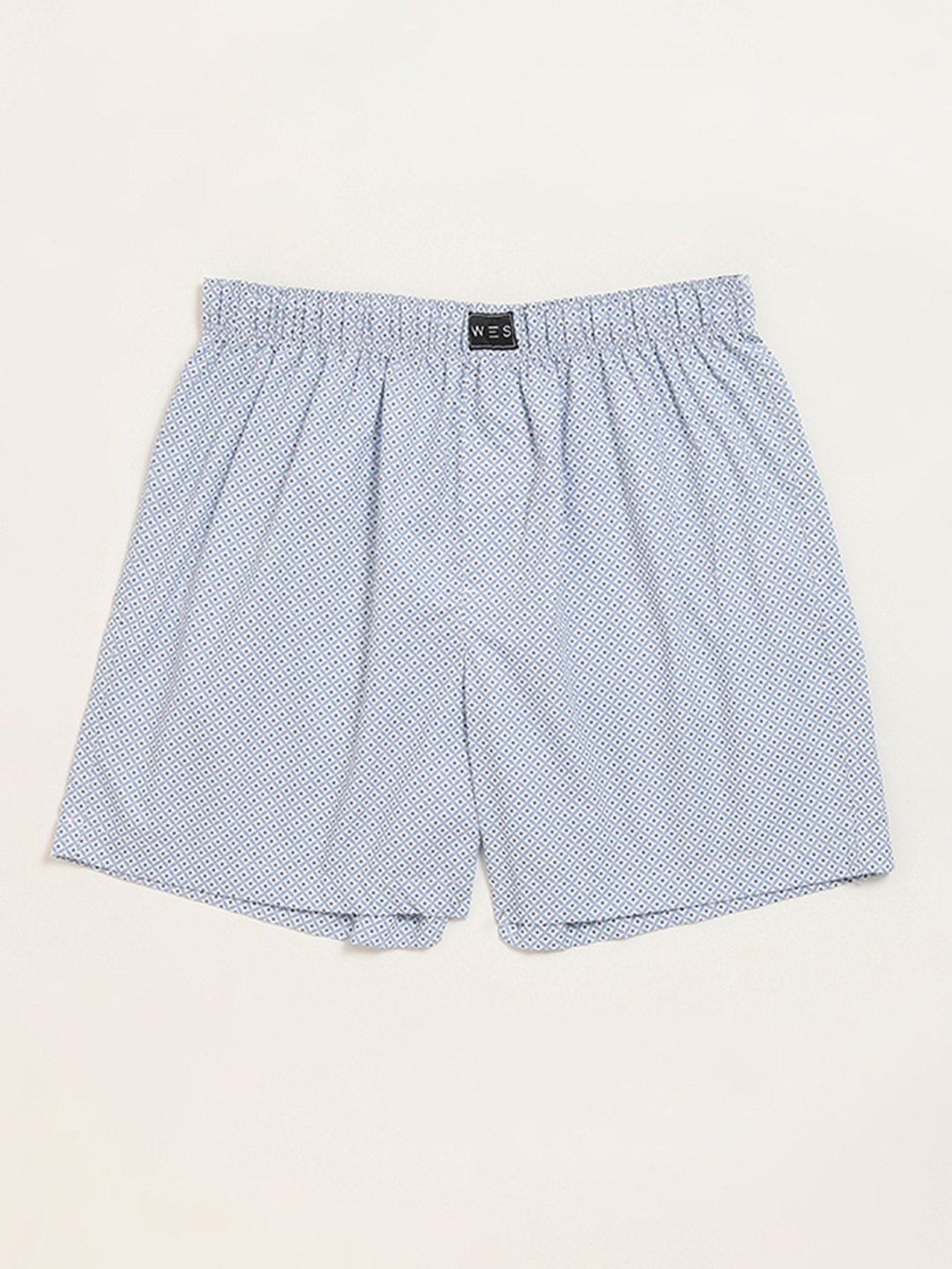 WES Lounge by Westside Blue Printed Cotton Boxers - Pack of 2