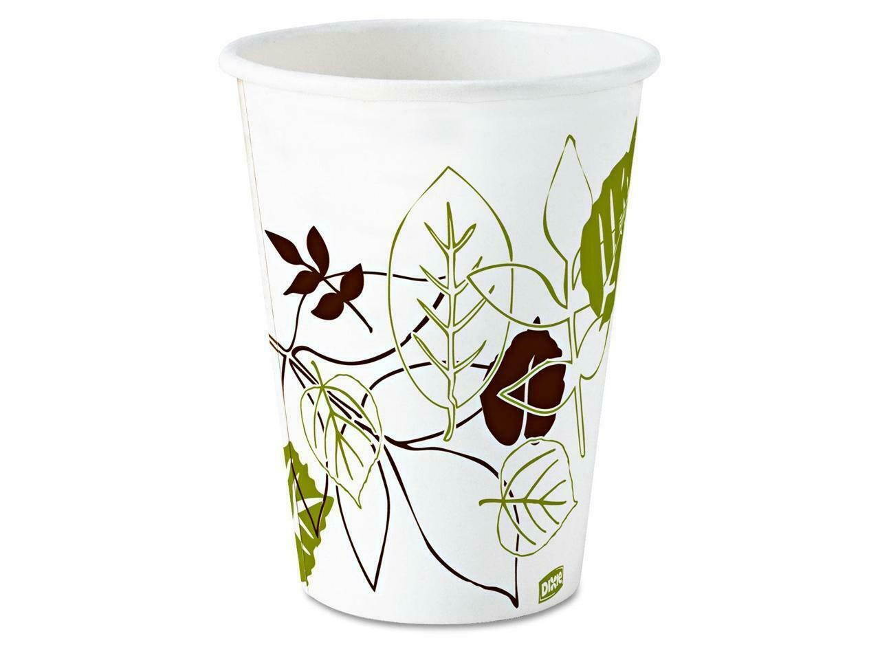 Dixie 2338PATHPK Pathways Paper Hot Cups, 8 oz, White/Green, 50/Pack