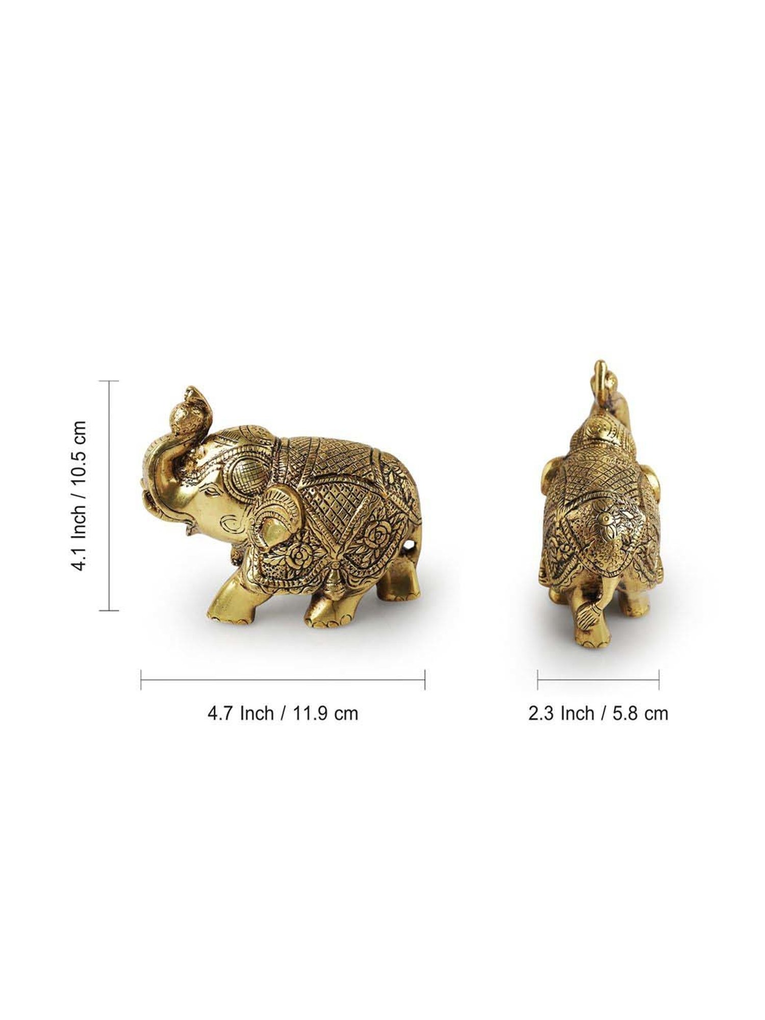 ExclusiveLane Golden Brass Elephant Decorative Showpiece Figurine