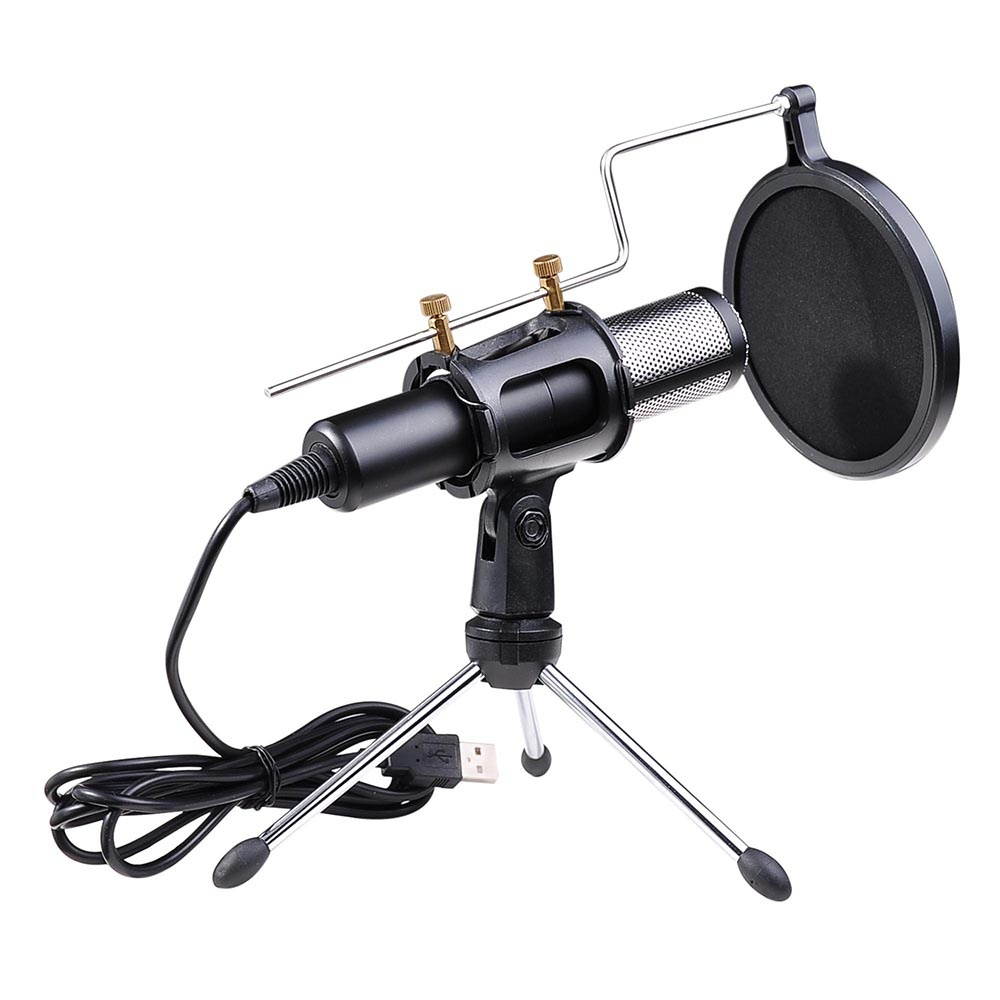 Condenser USB Microphone w/ Tripod Stand for Game Chat Studio Recording Laptop Computer