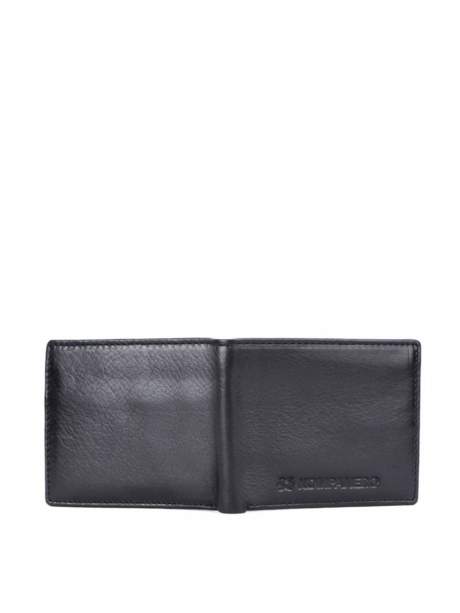 KOMPANERO Alexander Black Leather Textured Bi-Fold Wallet