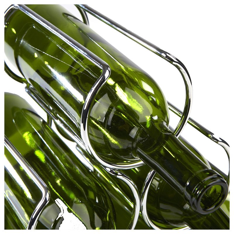 Mind Reader Steel Framed Pyramid Shaped Wine Bottle Holder Organizer, Silver