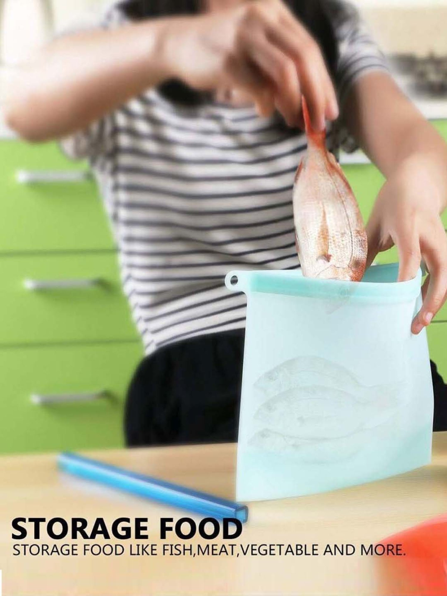 Femora Blue Silicone Reusable Food Preservation Bags (1500 ml) - Set of 2