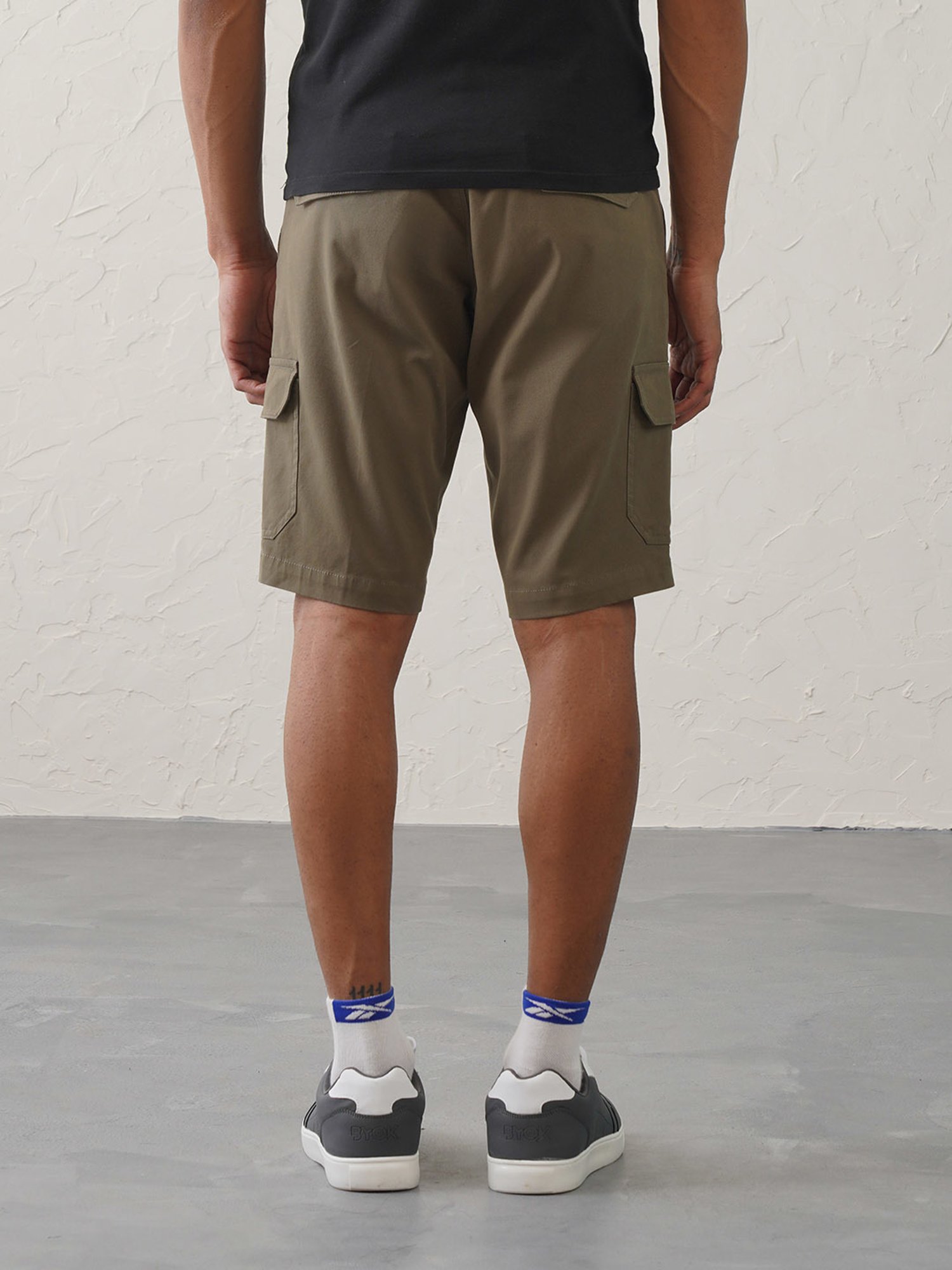 MinusOne Olive Slim Fit Cargo Shorts