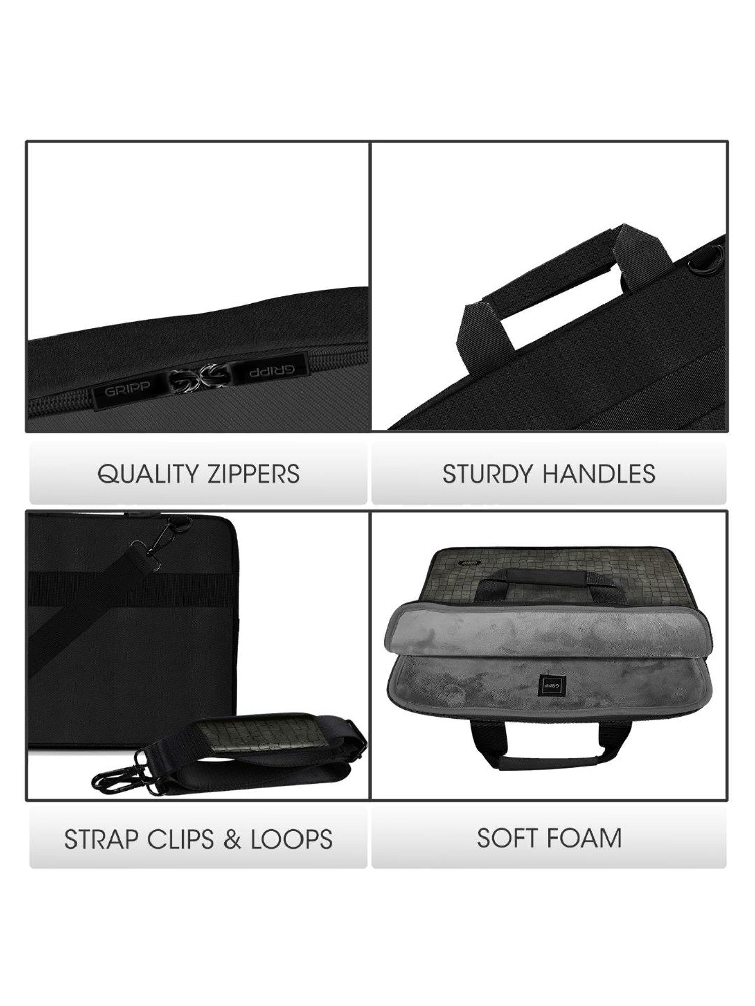 Gripp Croc Compact Fleet Executive Business Laptop & Tablet Bag For Macbook 13.3 & 14(Black & Green)