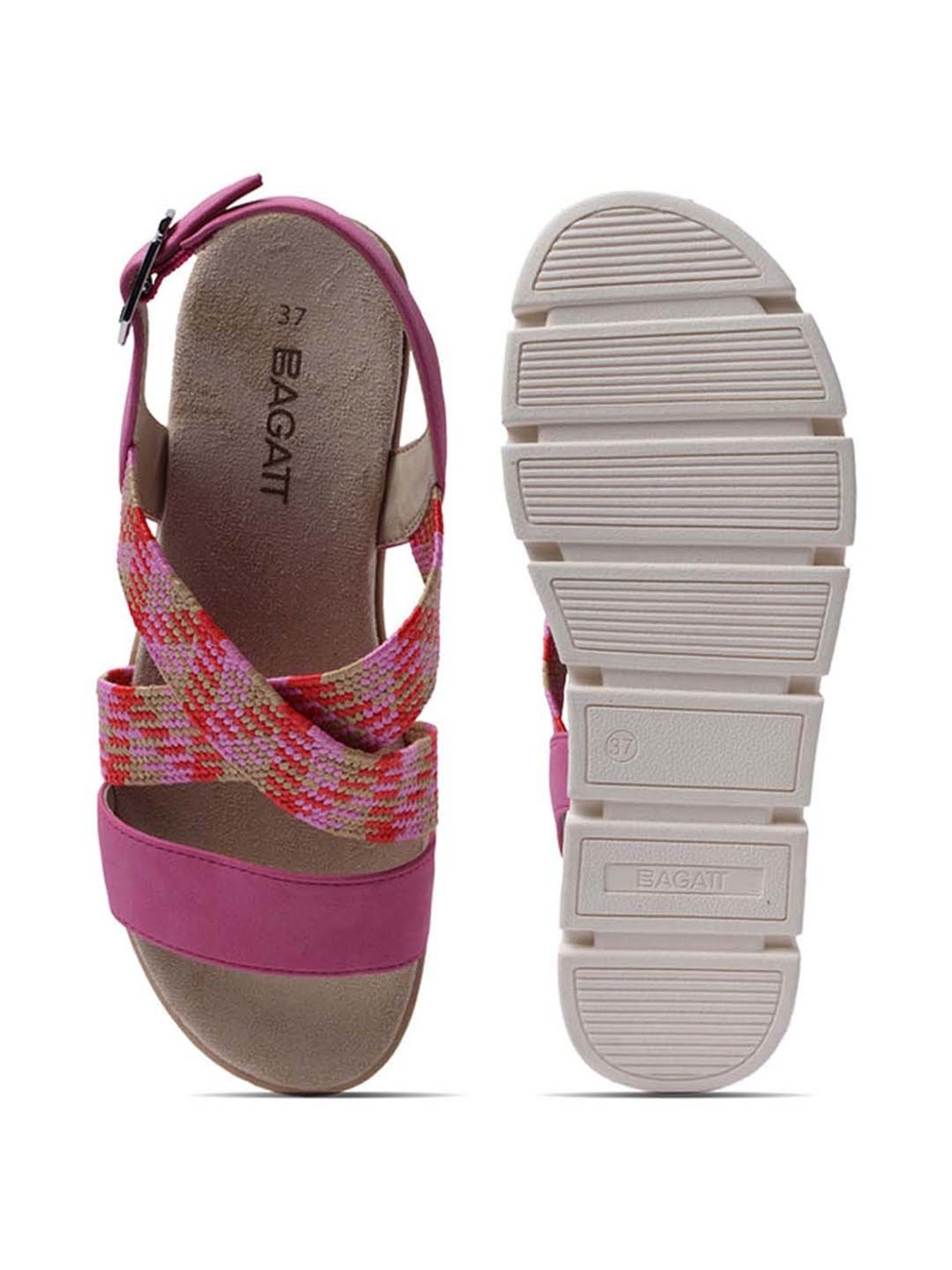 BAGATT Women's Mariella Pink Back Strap Wedges