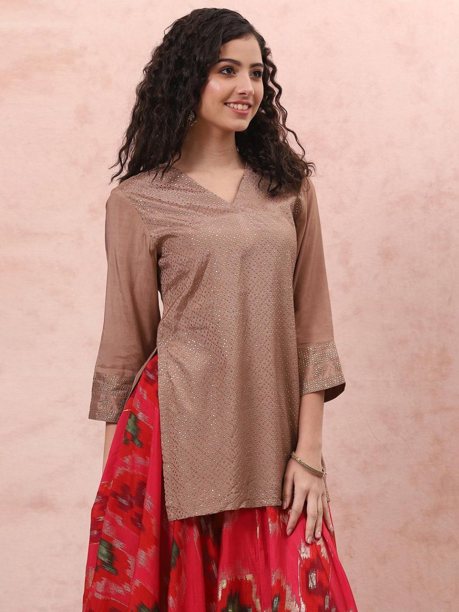 Rangriti Beige Embellished Tunic