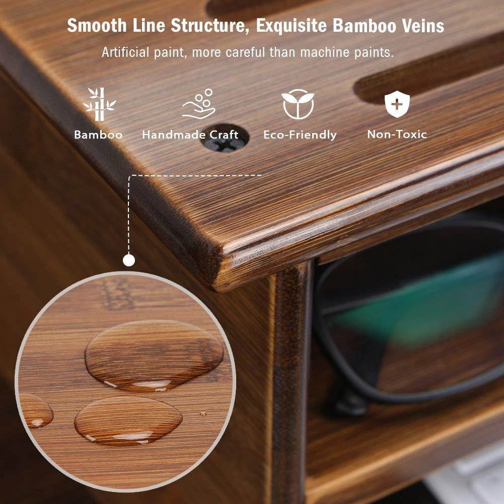 Tribesigns Monitor Stand Riser with Storage Organizer Drawers Bamboo (Retro Color)