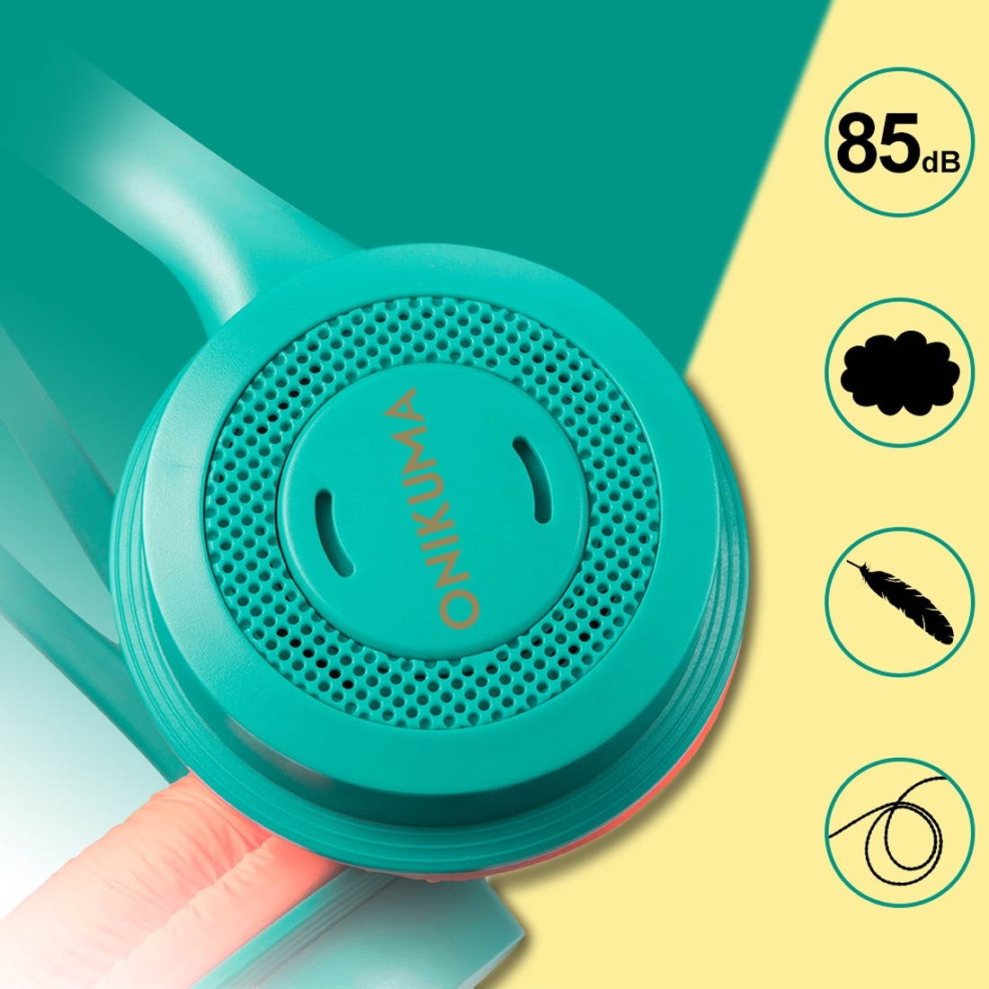 ONIKUMA M100 Portable Adjustable Headband Safely Over-Ear Headphone with Microphone for Children(Green)