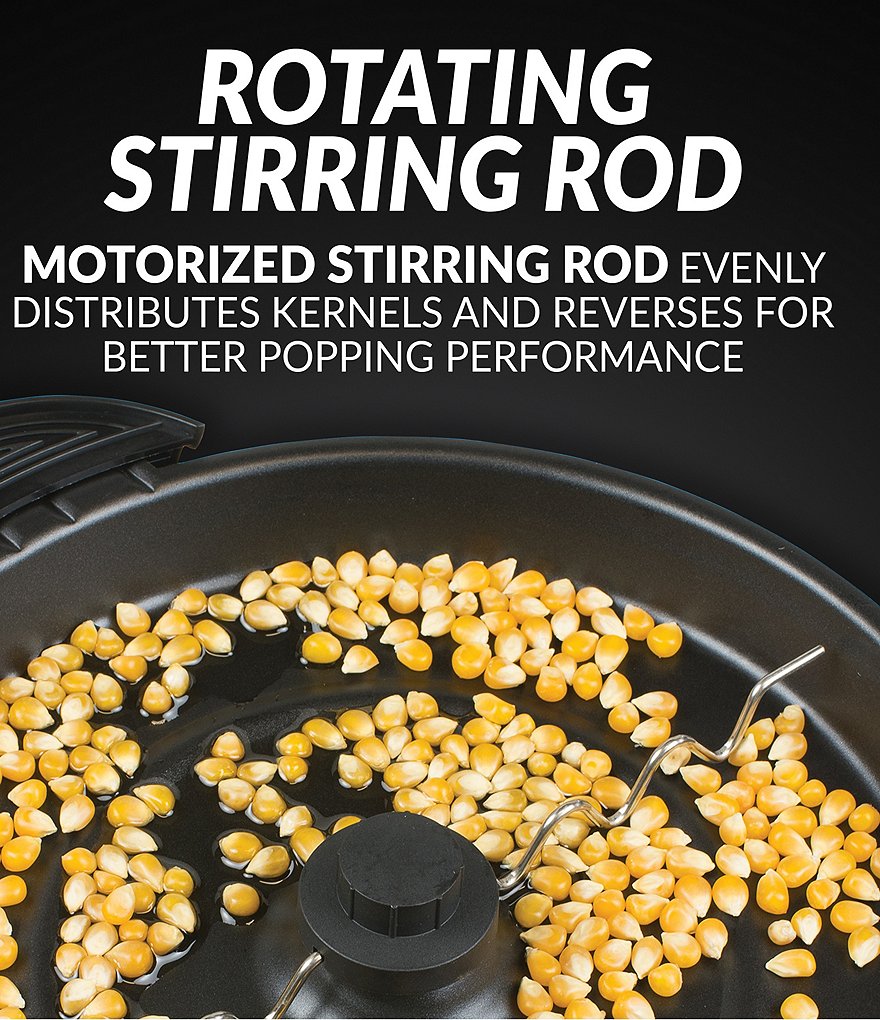 Nostalgia Electrics 6-Quart Stirring Speed Popcorn Popper, Black Stainless Steel