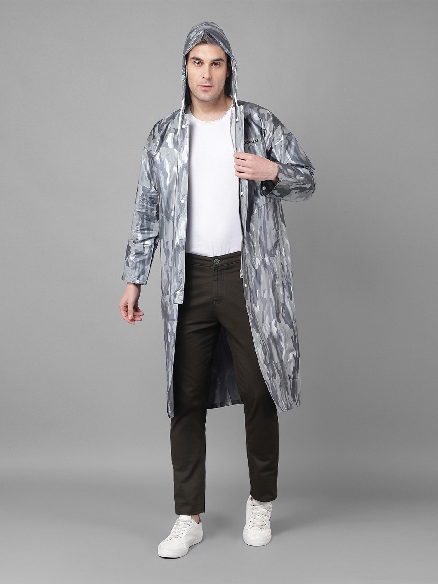 Dollar Grey Regular Fit Printed Rainwear Jacket
