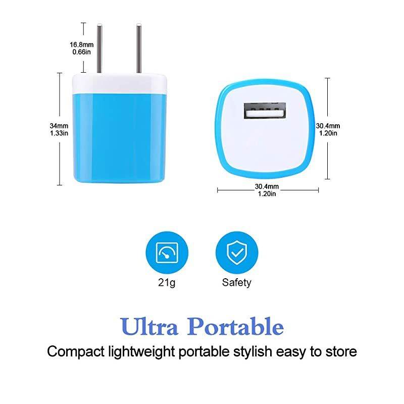 Wall Charger Charger Cube  5Pack 1A5V Single Port USB Wall Charger Plug Brick Charging Block Box Compatible iPhone 12 Pro Max 11 XS X 8 7 Plus iPad Samsung Galaxy S20 S10e S9+ S8 Note20 LG