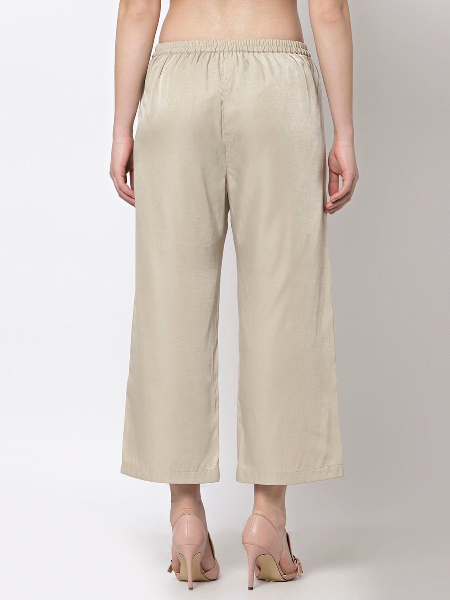 Office & You Beige Straight Fit Palazzos