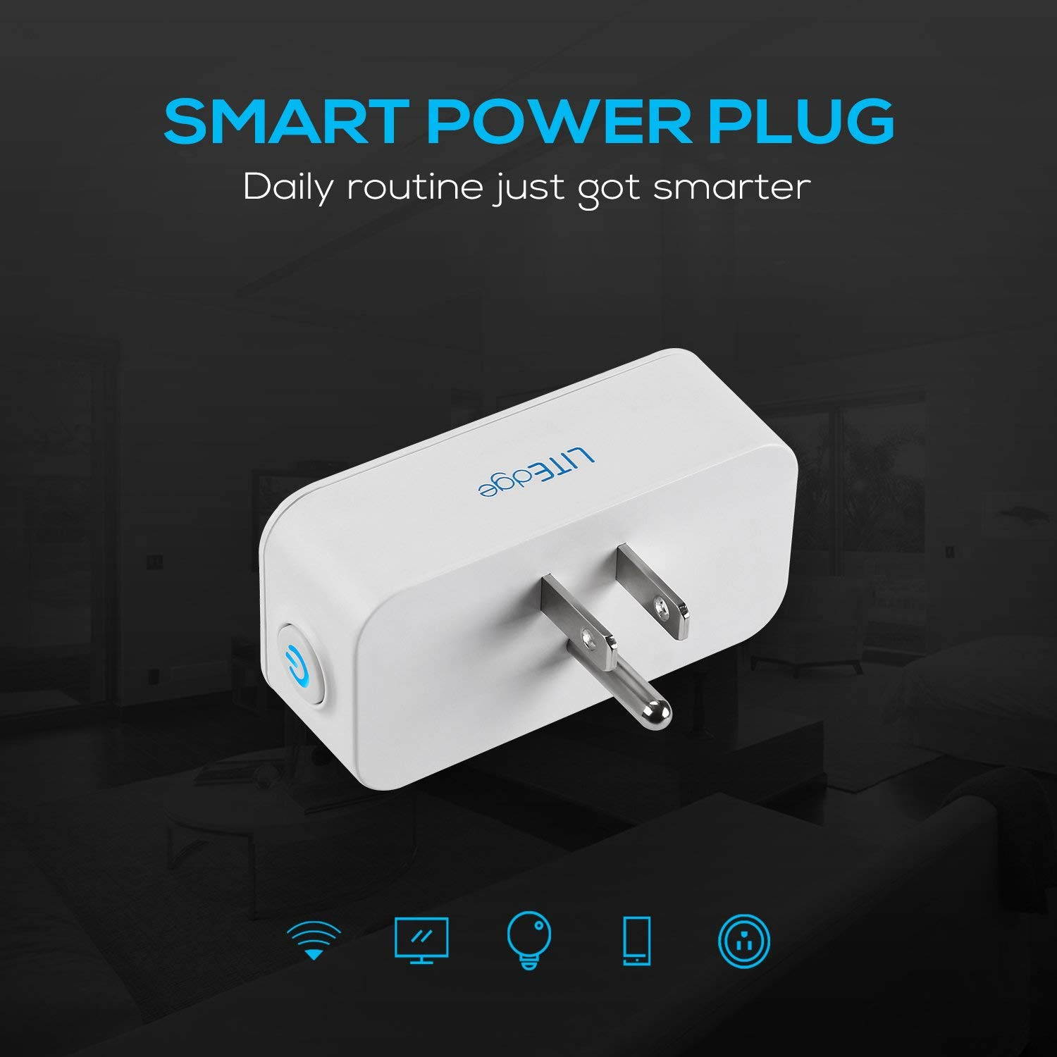 LITEdge Smart Plug, Works with Amazon Alexa and Google Assistant, Wi-Fi Accessible Power Outlet, Timing Function, No Hub Needed, Control with App on Phone, Single Socket