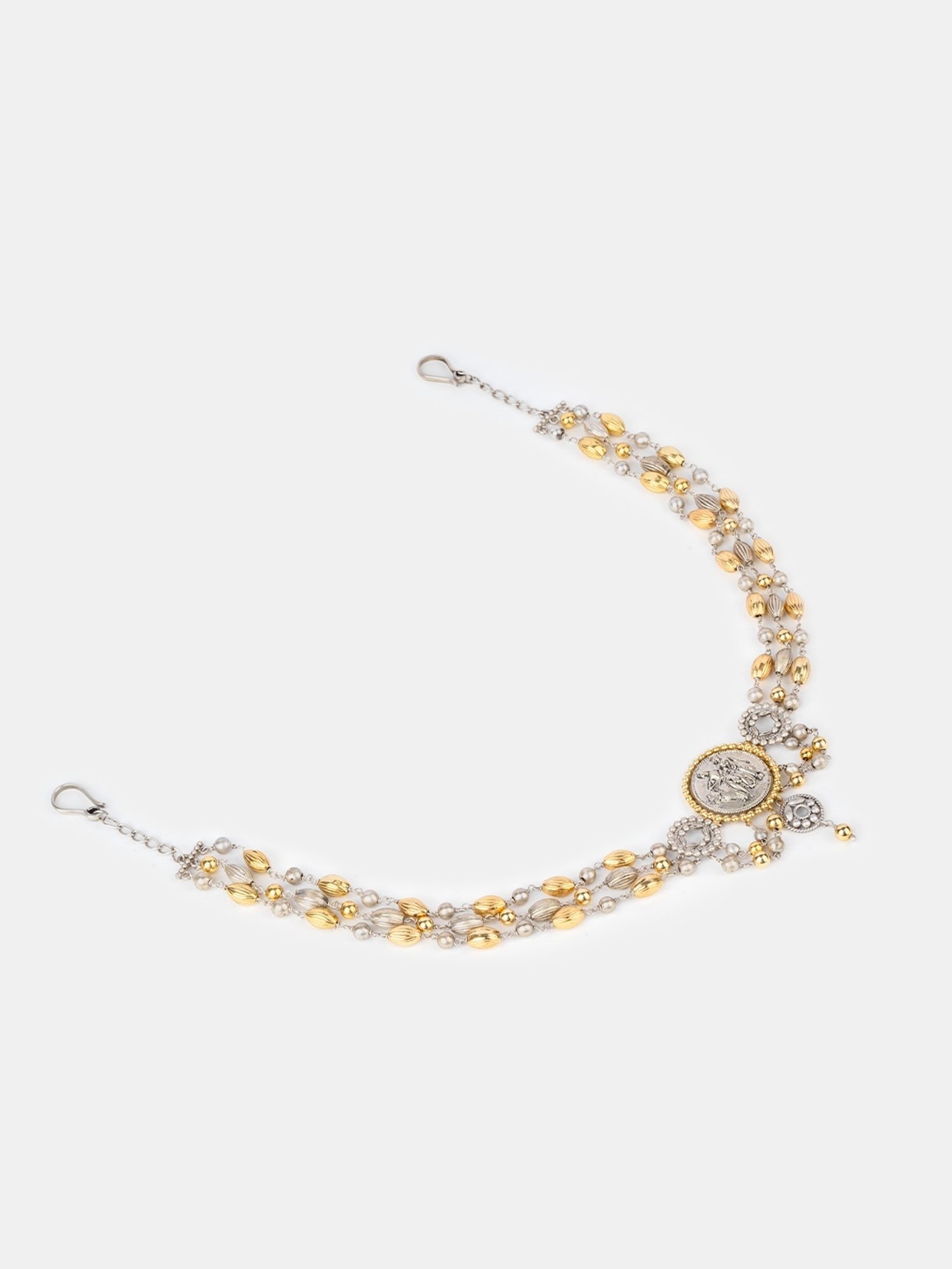 Shaya 92.5 Sterling Silver Dampati Coin Matha Patti Headpiece for Women