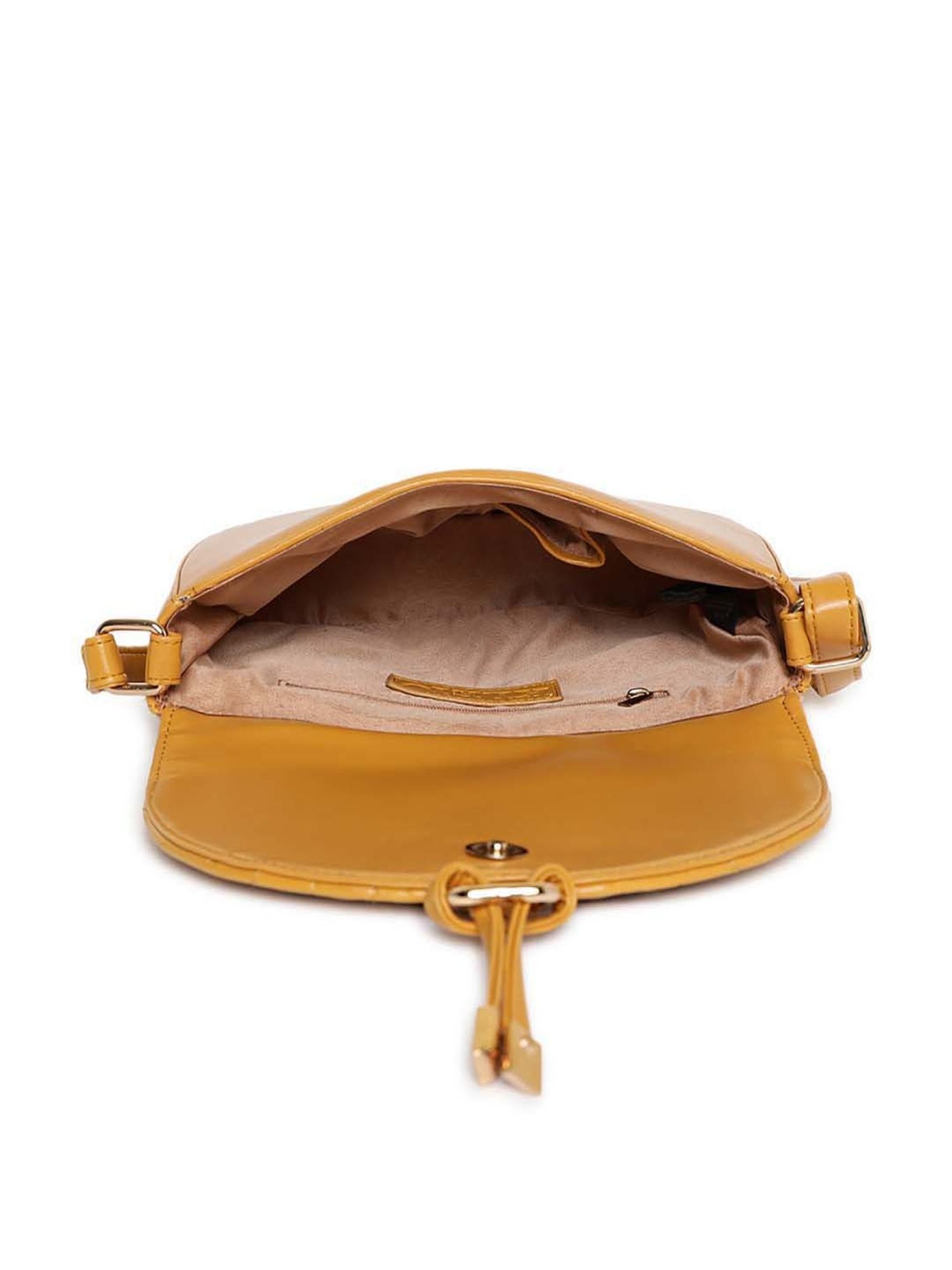 KLEIO Yellow Quilted Medium Sling Handbag
