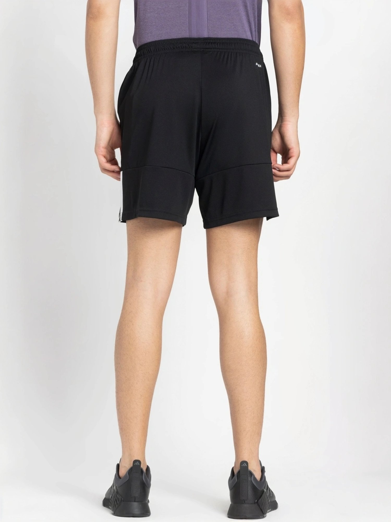 Adidas Black Regular Fit Logo Printed Sports Shorts