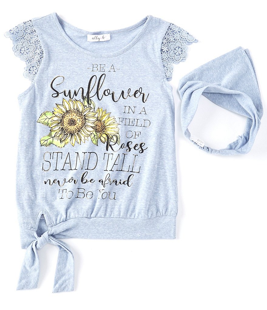 Ally B Big Girls 7-16 Short-Sleeve Sunflower Striped Tee