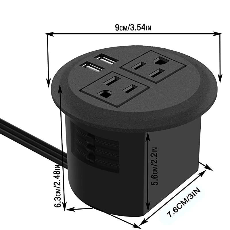 Power Grommet with USBRecessed Power Socket with 2 AC Outlets and 2 USB Charging Ports Desk Grommet Outlet 3in Holefor Kitchen TableConference Room Outlet