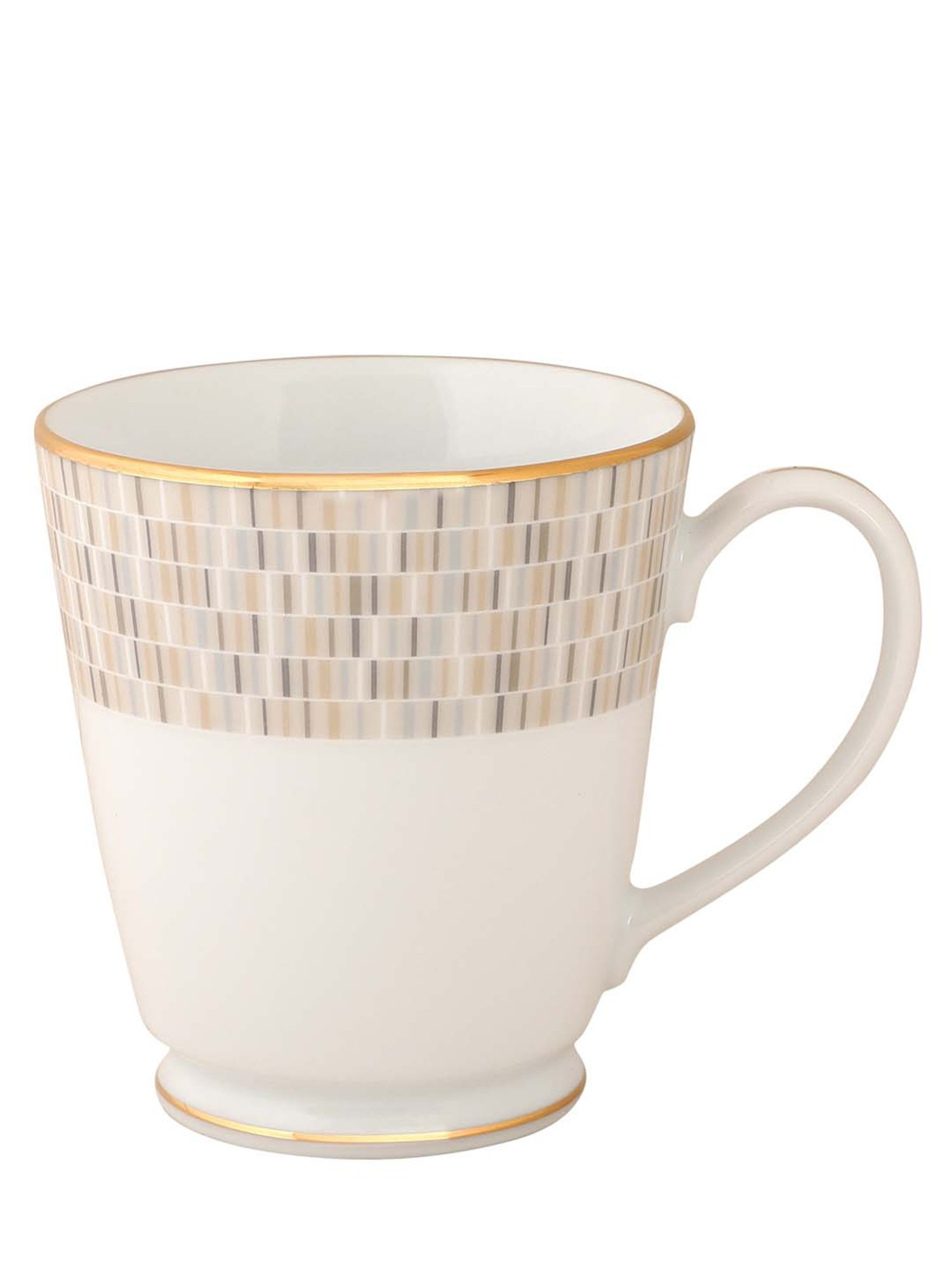 NORITAKE Hearth Off-White & Brown Porcelain Ville De Lumiere Tea Mug (0.37 L) - Set of 2