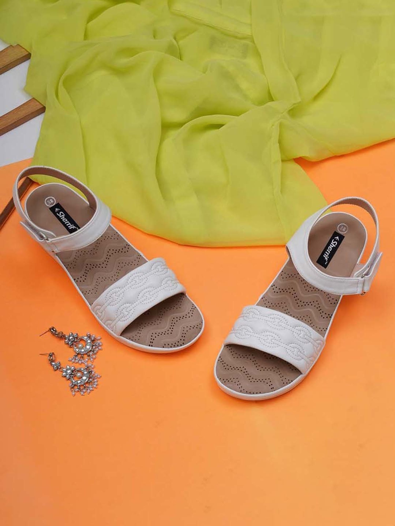 Sherrif Women's White Ankle Strap Wedges