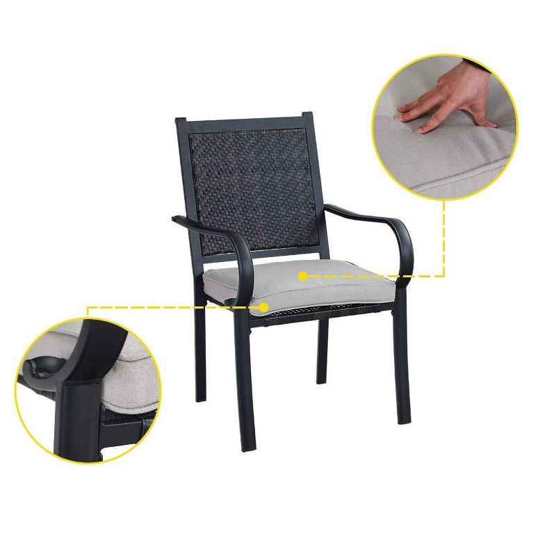 Rattan/Steel Patio Dining Arm Chairs with Cushions - Captiva Designs