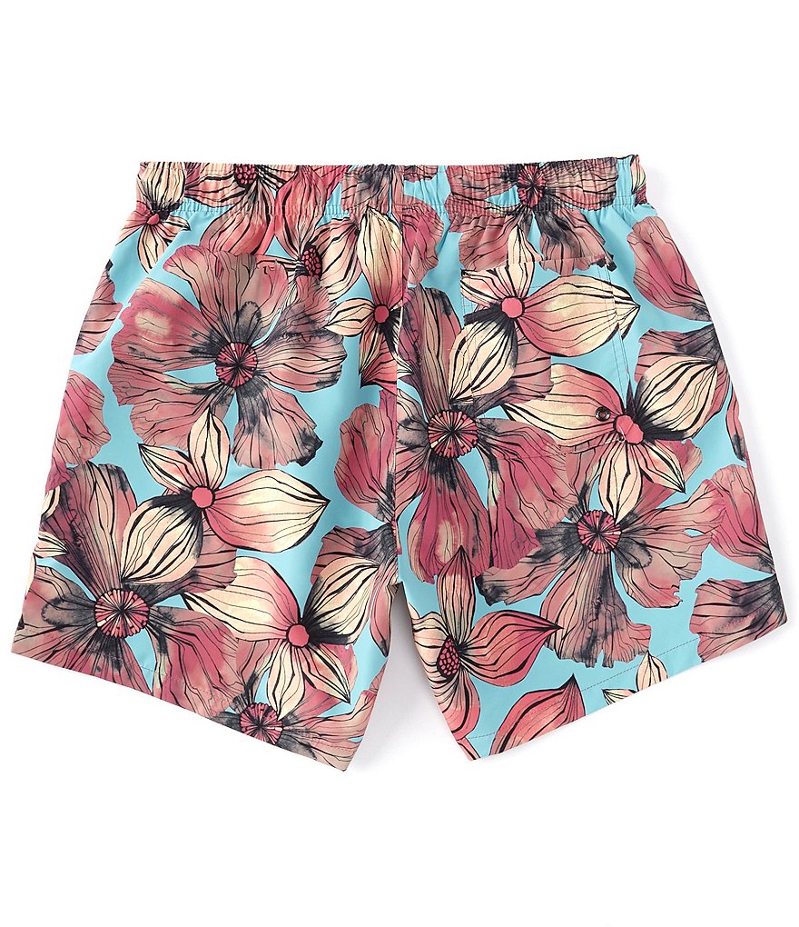 Hugo Boss Paint Fish Floral Print 6#double; Inseam Swim Trunks