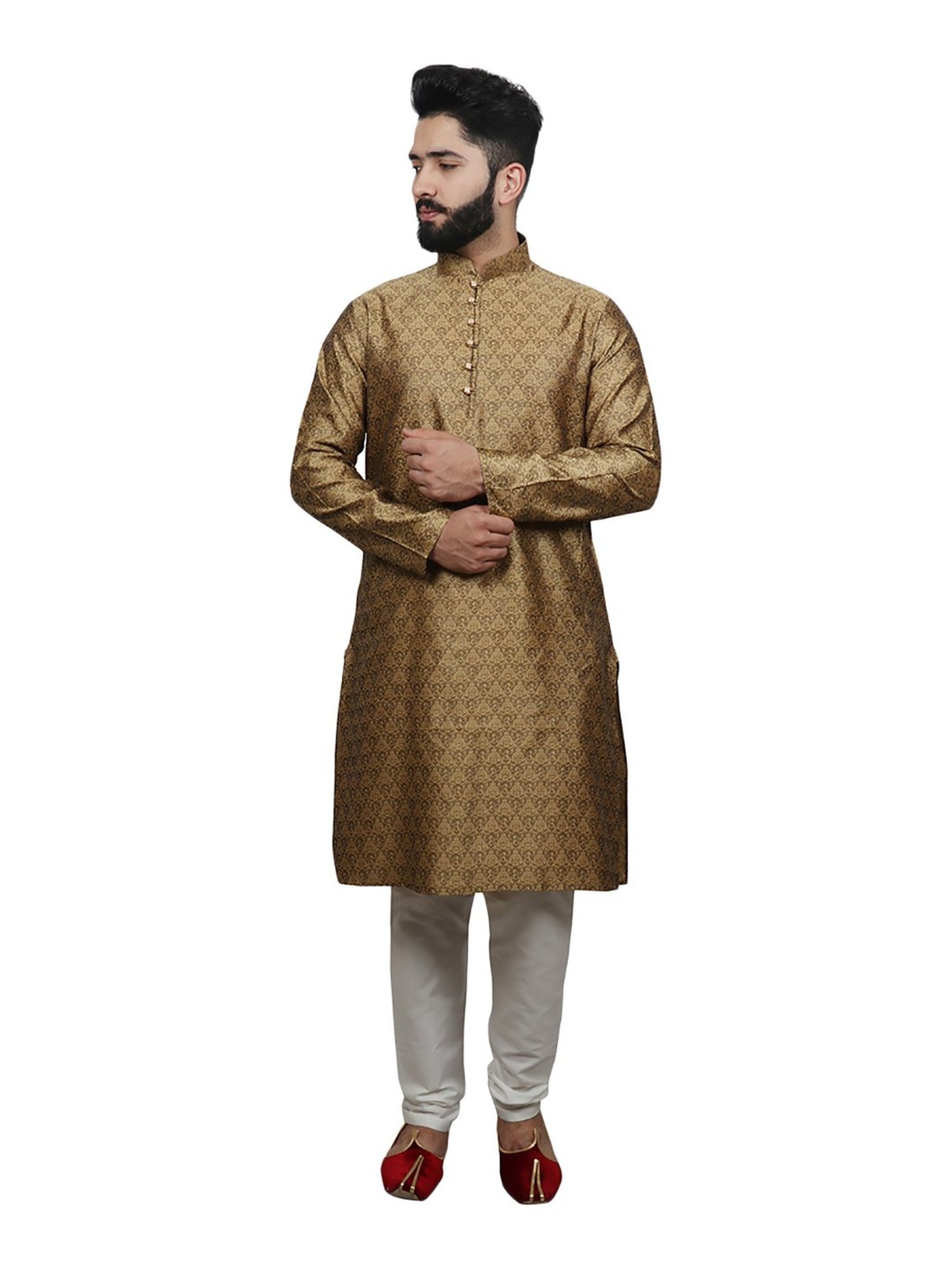 SG LEMAN Brown Self Design Kurta Bottom Set