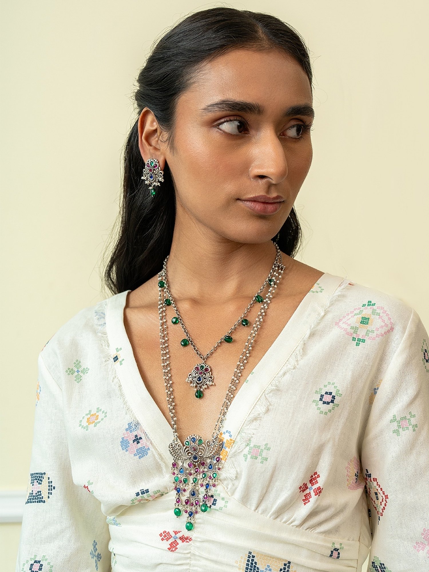 Shaya 92.5 Sterling Silver Feeling Suhino Drop Earrings for Women