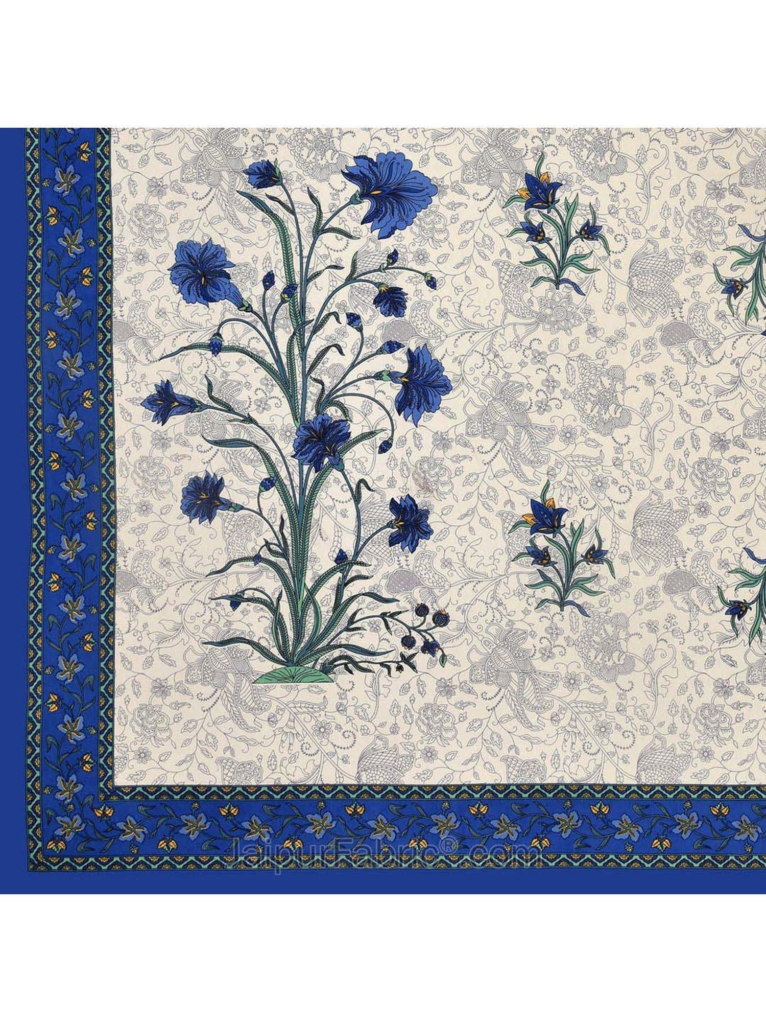 JaipurFabric Blue & Green 100% Pure Cotton 150 TC Double Bedsheet with 2 Pillow Covers