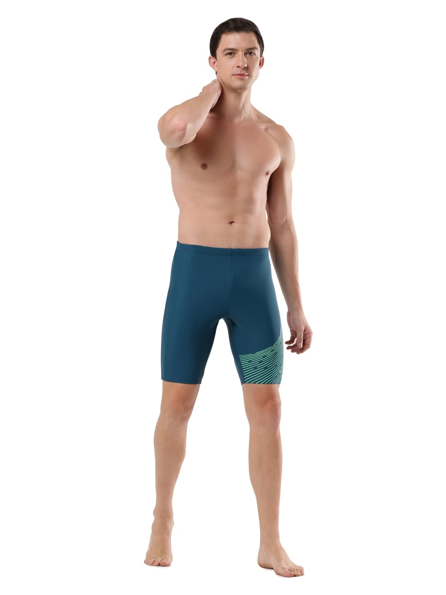 Speedo Dark Teal Regular Fit Printed Sports Shorts