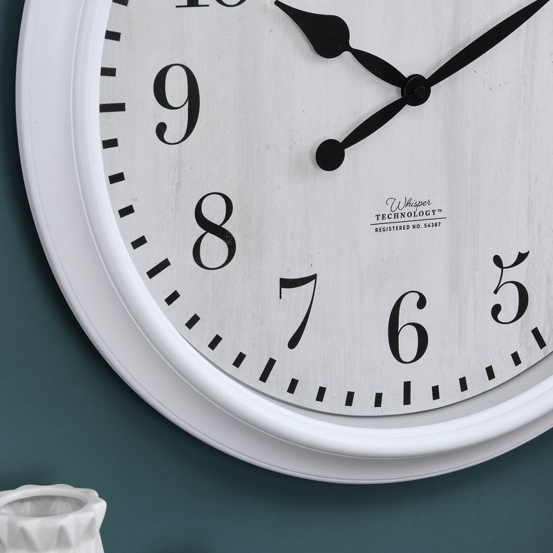 Avery Farmhouse Whisper Clock White - FirsTime