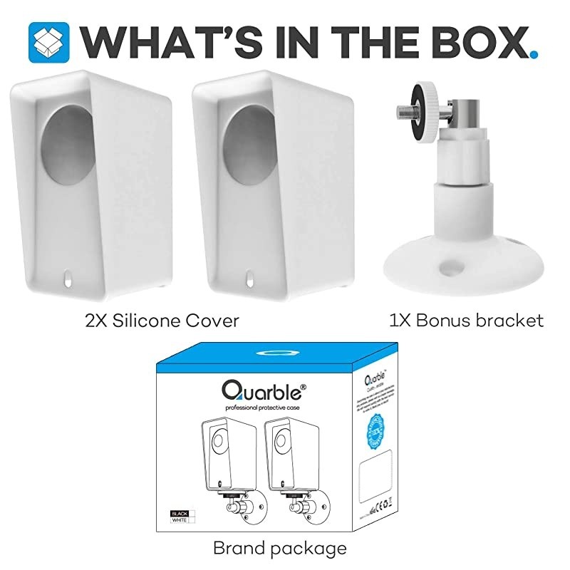 cam pan Protective Case with Wall Mount Bracket Weather Proof Adjustable for Indoor and Outdoor AntiSun Glare and UV Protection Very Easy to Install 2PACK White