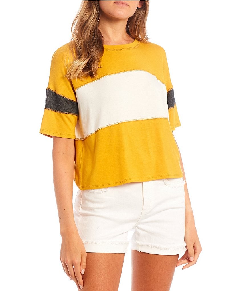 Moa Moa Colorblock Slouchy Short Sleeve Tee