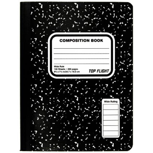 TOP FLIGHT 1-Subject Composition Book Black & White Wide Rule 4511915