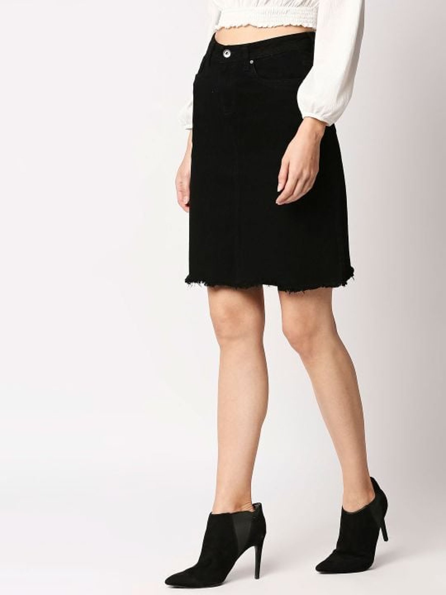 High Star Black Cotton Skirt
