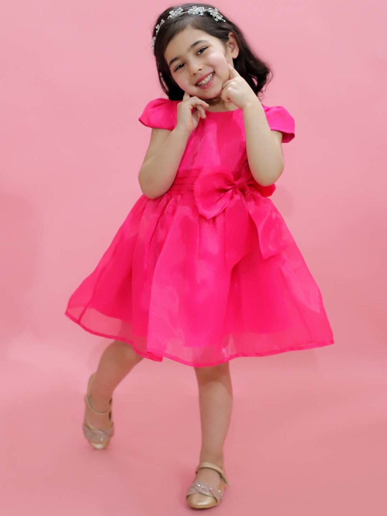 KidsDew Kids Fuchsia Pink Applique Dress