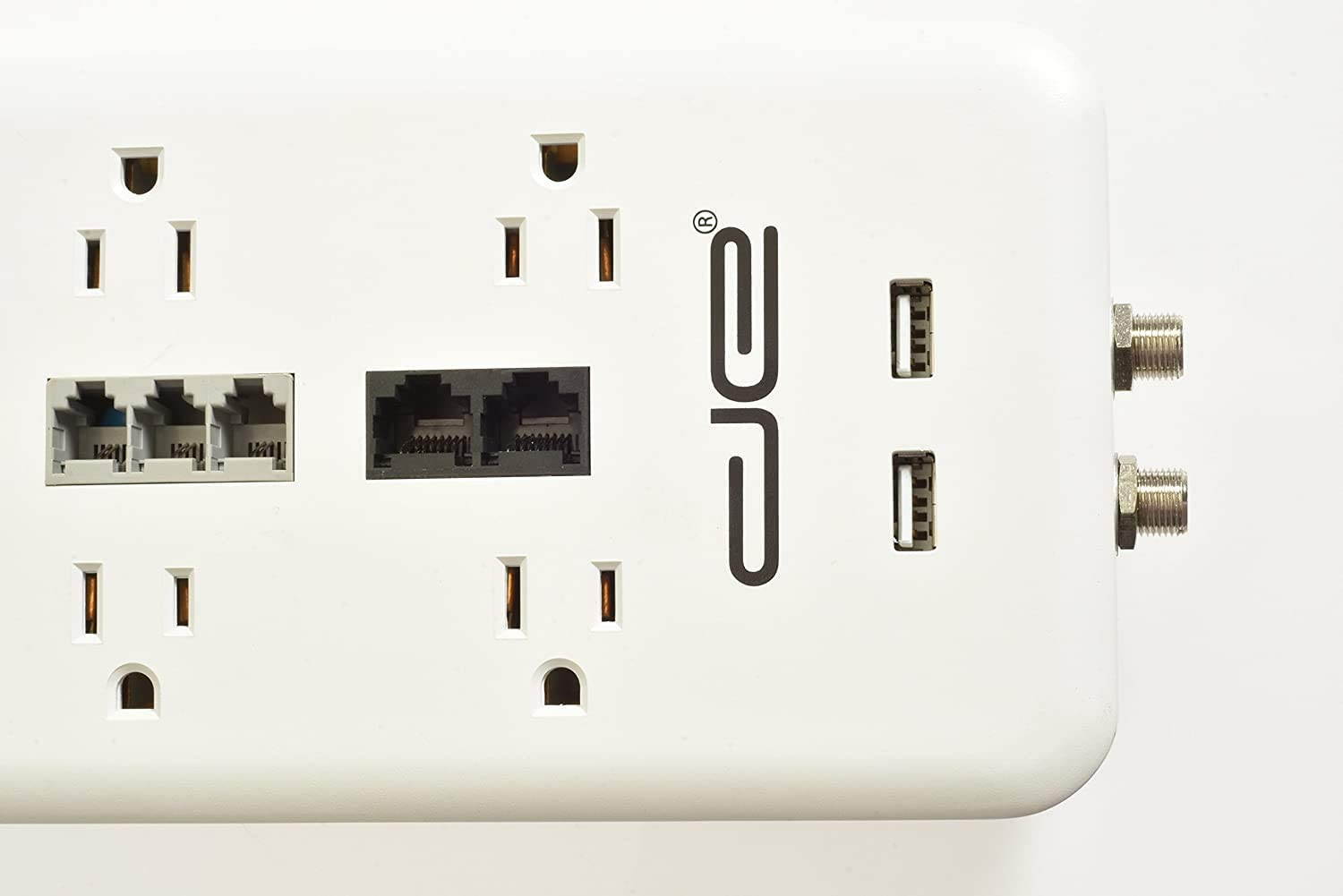 Digital Energy 15-ft Heavy Duty 10-Outlet 3500 Joules Surge Protector Power Strip, 15 Foot Long Extension Cord, Two USB Charging Ports, Coaxial, Phone Protection, ETL Listed. 15 AMP, Black