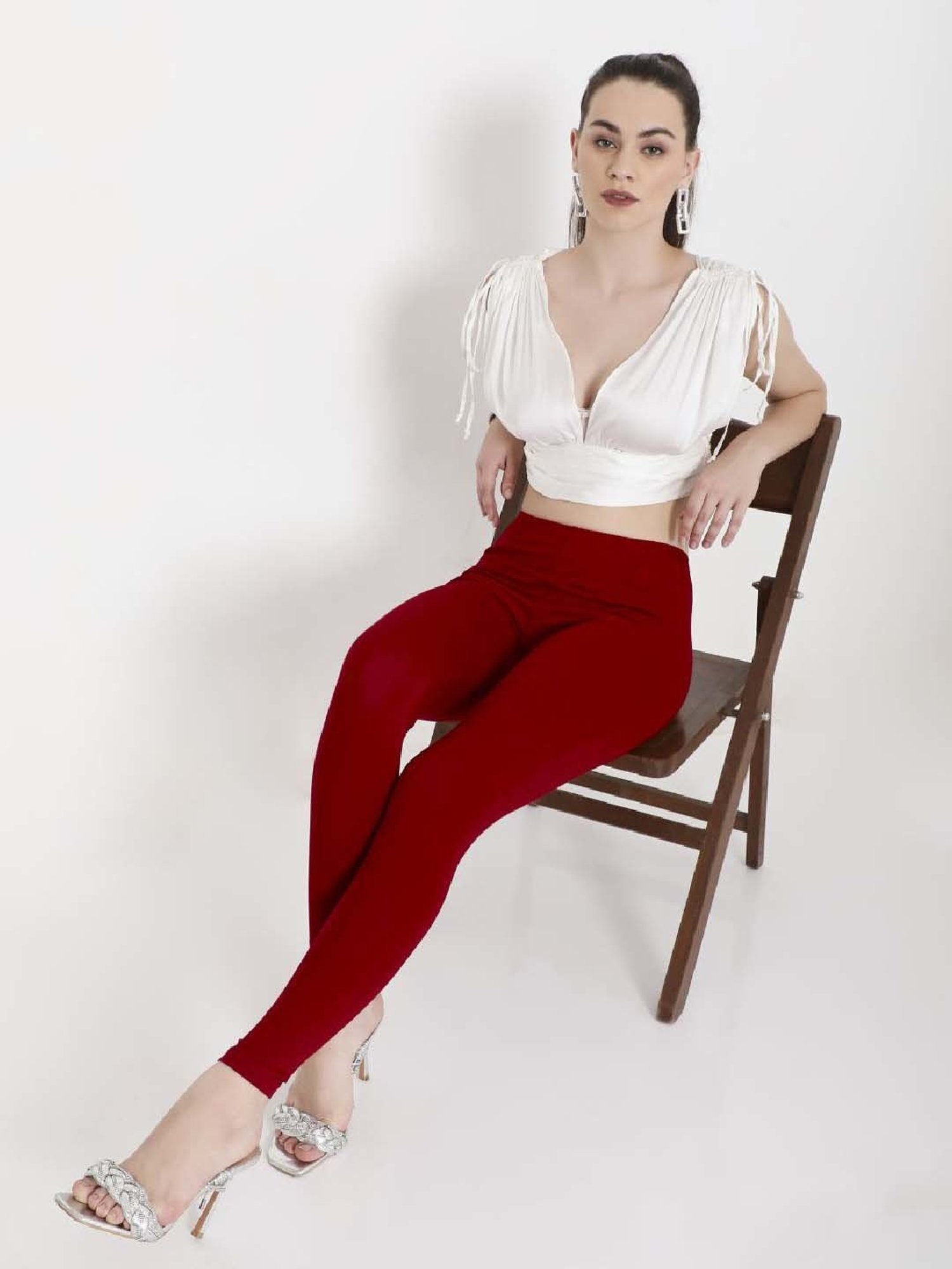 FEELINGS Maroon Plain Leggings