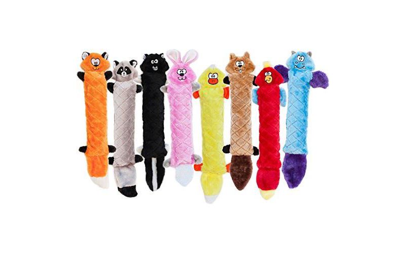 ZippyPaws - Jigglerz Tough No Stuffing Squeaky Plush Dog Toy with Crinkle Head and Tail - Duck