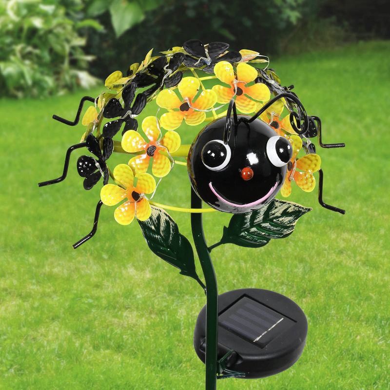 26.18" Metal Solar Bumble Bee Stake - Exhart