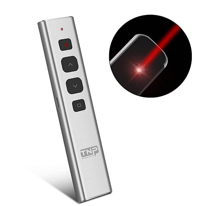 Wireless Presenter Remote Presentation Pointer Clicker PowerPoint Slide Advancer USB Rechargeable PPT Pen Mouse for Mac Windows Keynote Laptop Computer Google Slides Silver
