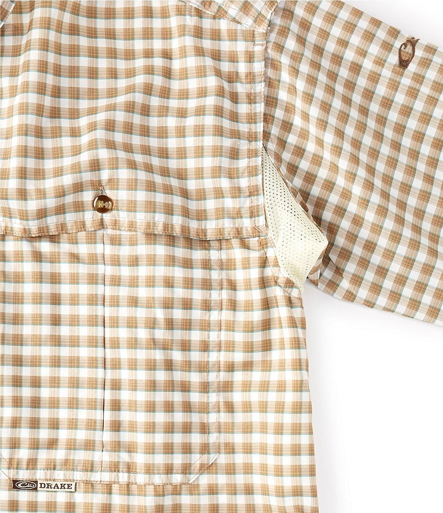 Drake FeatherLite Checked Plaid Wingshooter Performance Long-Sleeve Woven Shirt