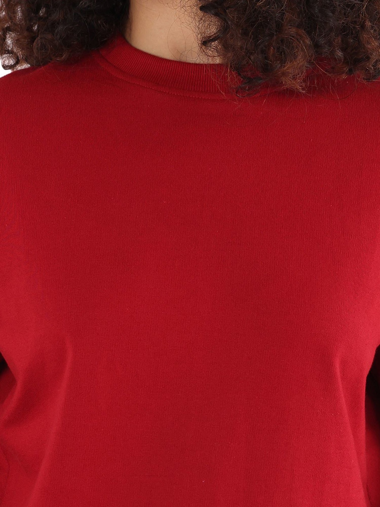 Nite Flite Maroon Cotton Crop Sweatshirt With Shorts