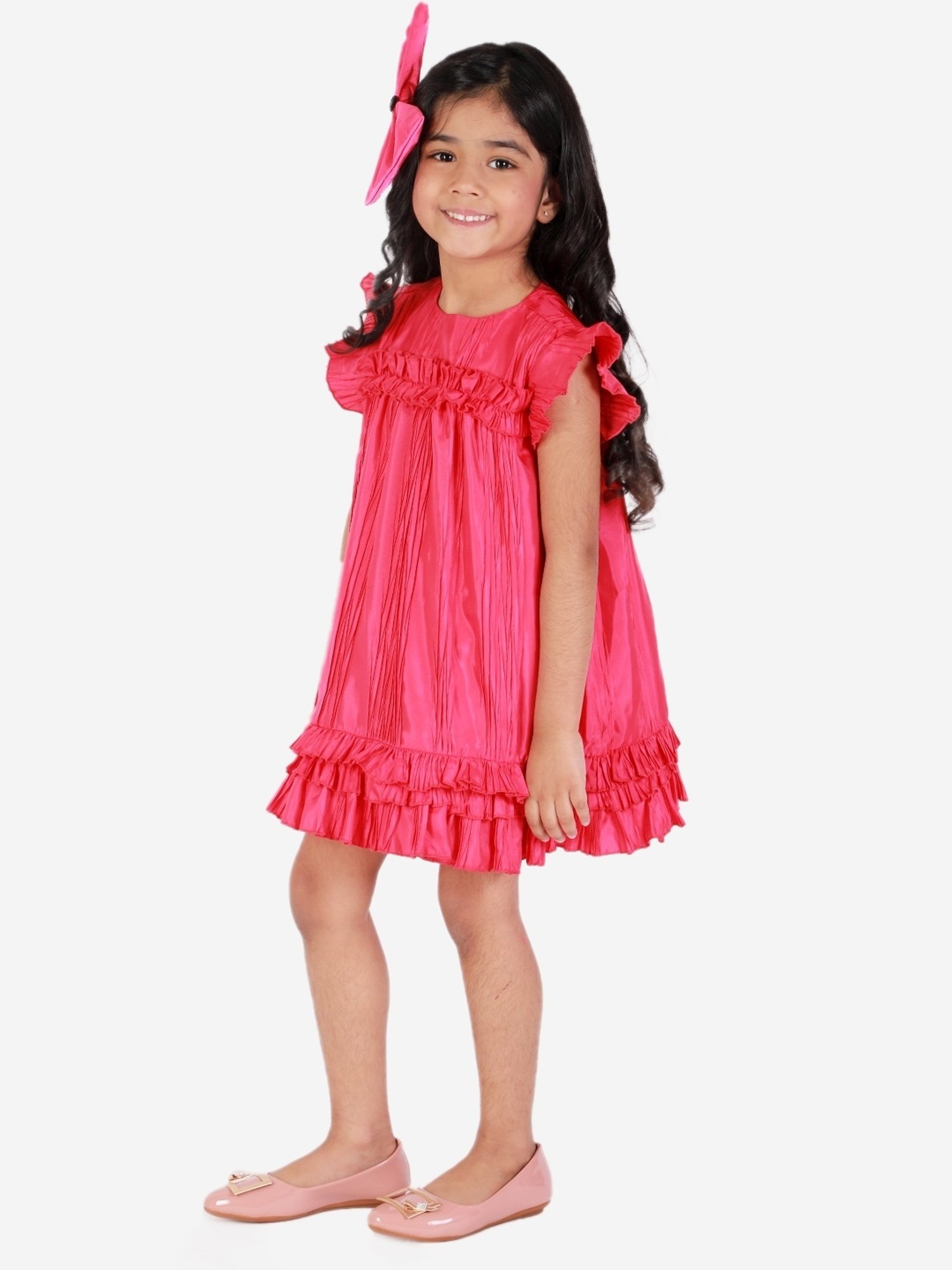 KidsDew Pink Textured Pattern Casual Dress