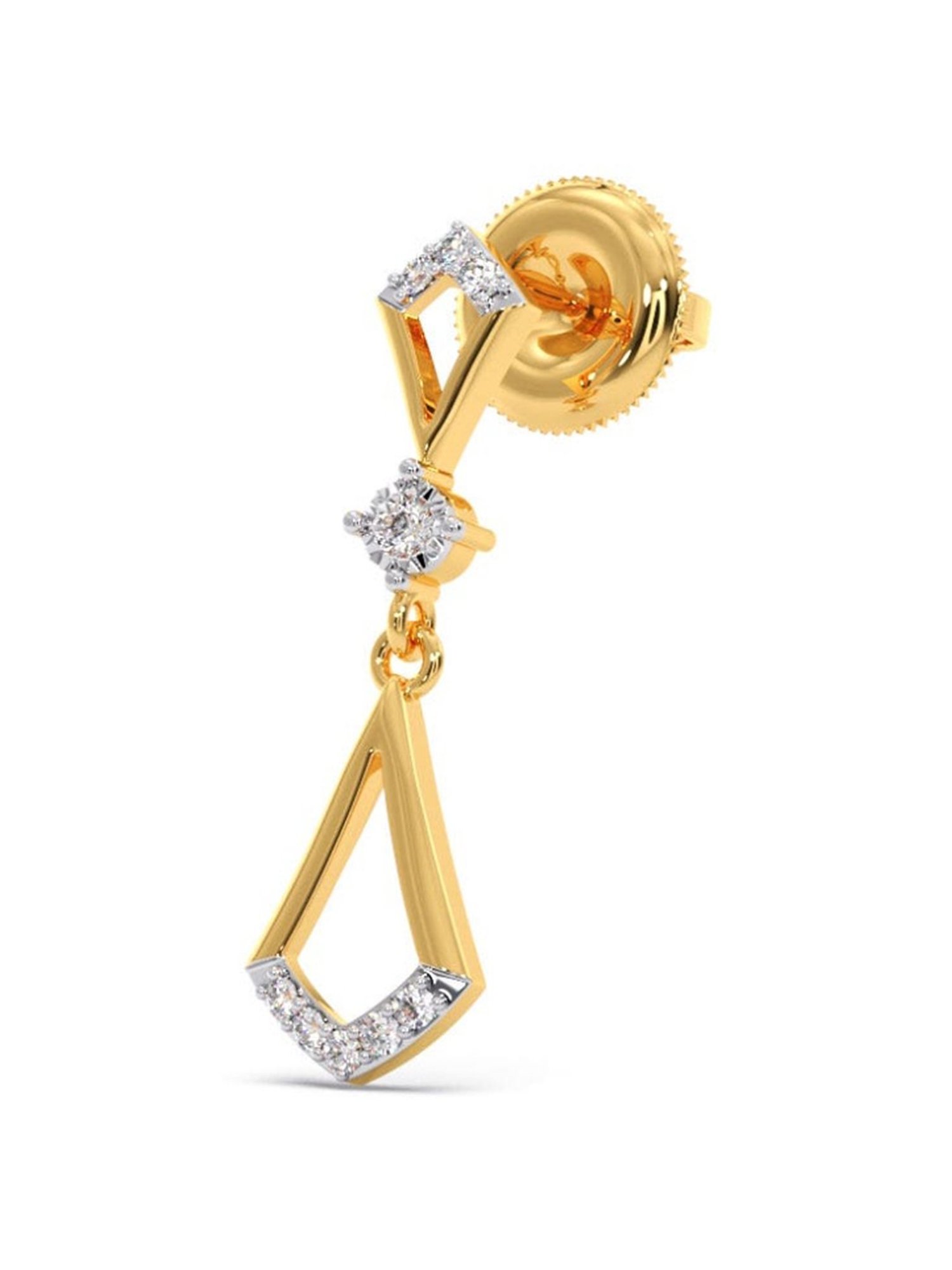 Candere by Kalyan Jewellers Peacock Collection 18k Yellow Gold Diamond Drop Earrings for Women